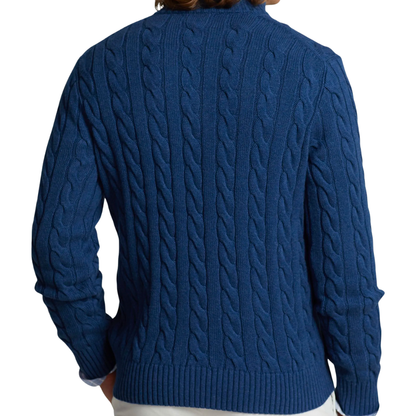 Cable Knit Quarter-Zip Polo Sweater