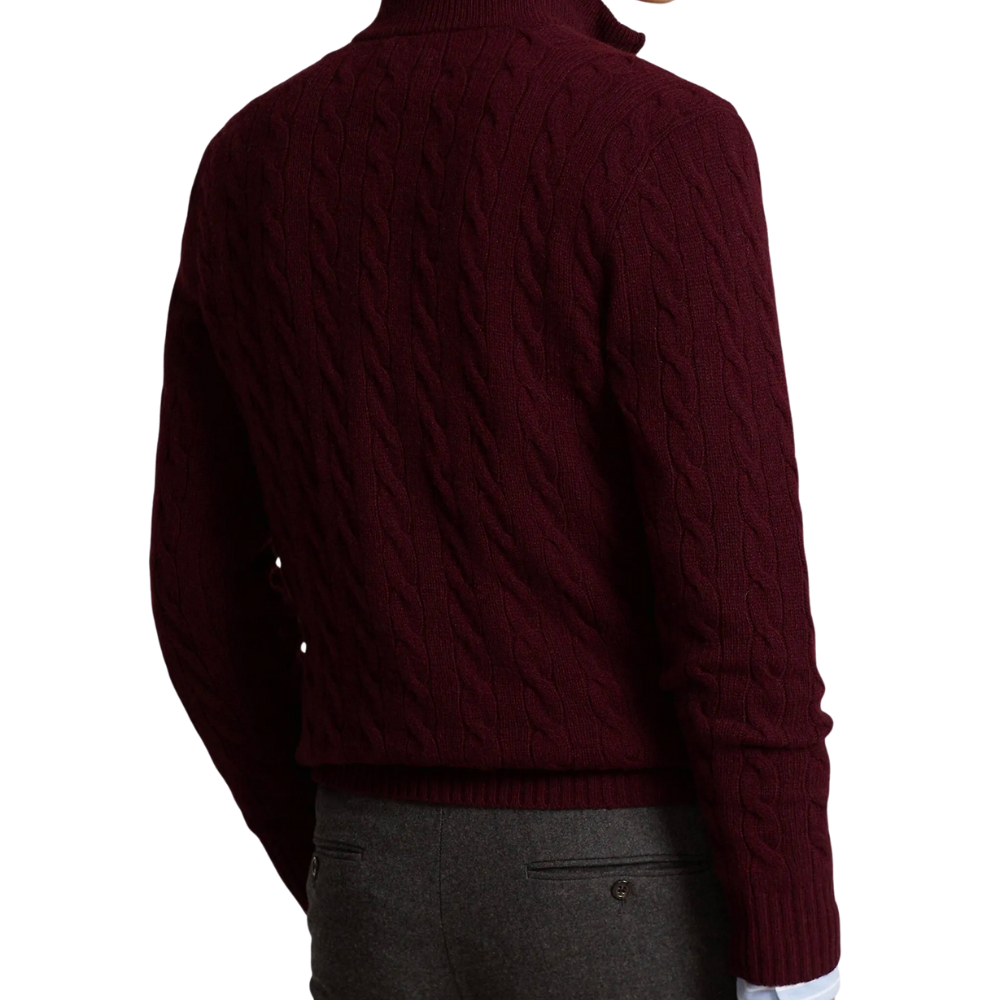 Cable Knit Quarter-Zip Polo Sweater