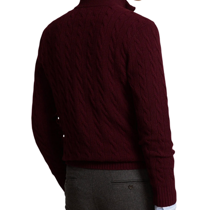Cable Knit Quarter-Zip Polo Sweater