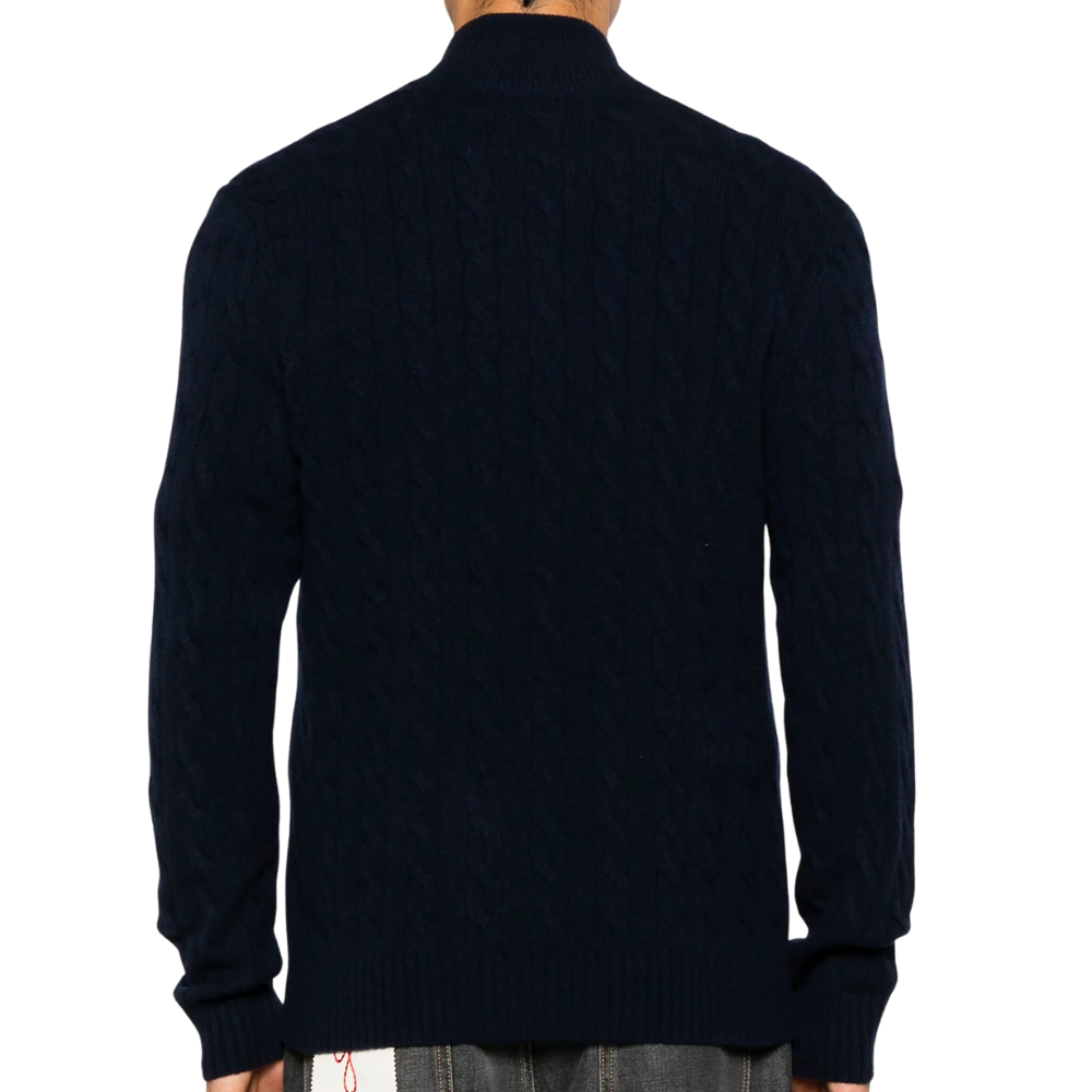 Cable Knit Quarter-Zip Polo Sweater