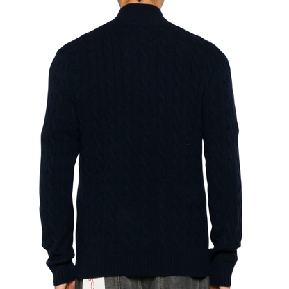 Cable Knit Quarter-Zip Polo Sweater