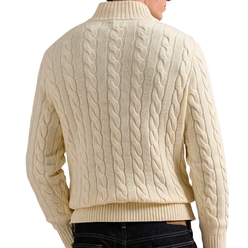 Cable Knit Quarter-Zip Polo Sweater